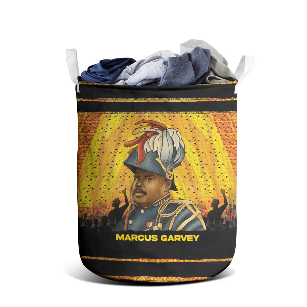 Marcus Garvey Laundry Basket Yellow African Pattern Design Pan African Flag Civil Rights Movement Tribute - African Pride
