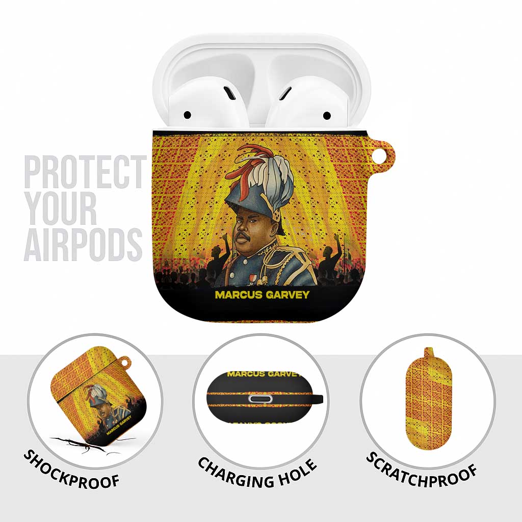 Marcus Garvey AirPods Case Yellow African Pattern Design Pan African Flag Civil Rights Movement Tribute - African Pride