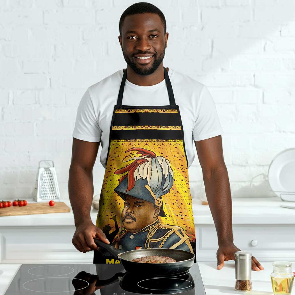 Marcus Garvey Apron Yellow African Pattern Design Pan African Flag Civil Rights Movement Tribute - African Pride