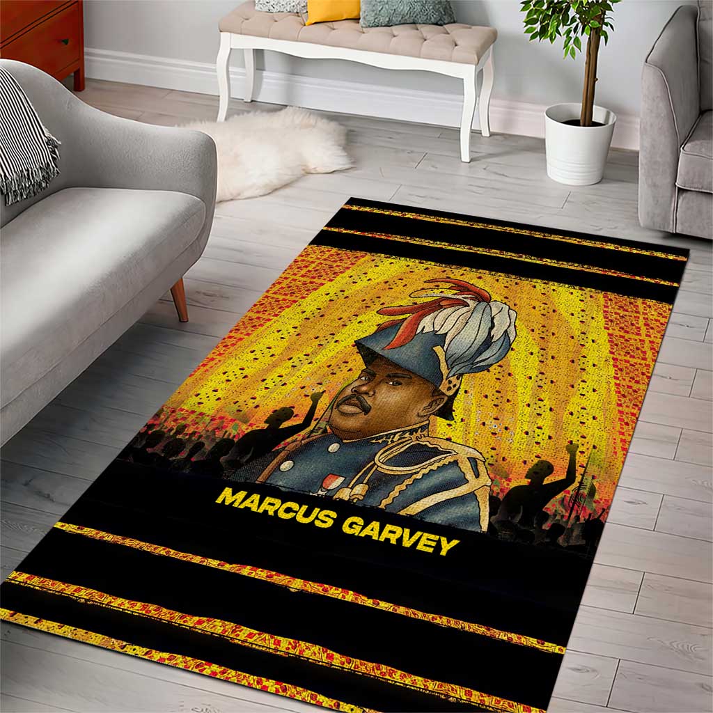Marcus Garvey Area Rug Yellow African Pattern Design Pan African Flag Civil Rights Movement Tribute - African Pride