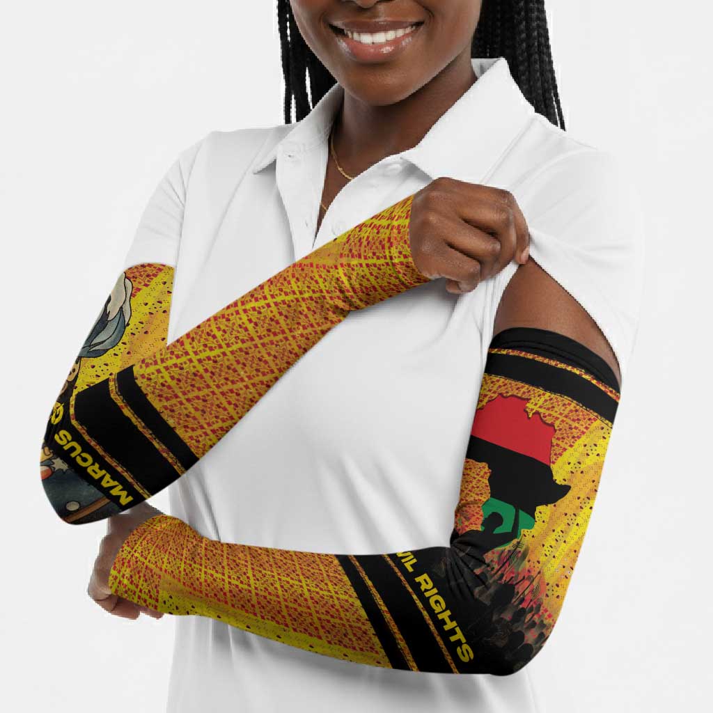 Marcus Garvey Arm Sleeves Yellow African Pattern Design Pan African Flag Civil Rights Movement Tribute - African Pride