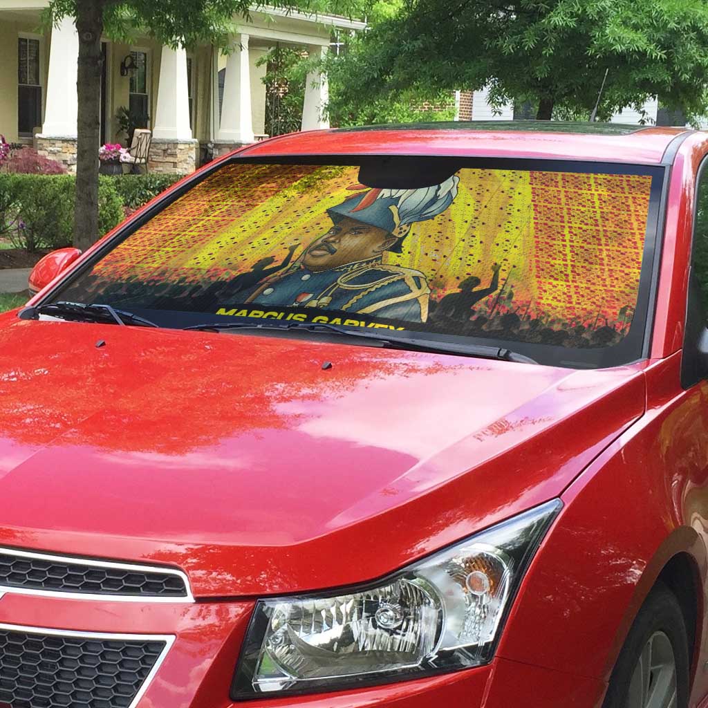 Marcus Garvey Auto Sun Shade Yellow African Pattern Design Pan African Flag Civil Rights Movement Tribute - African Pride
