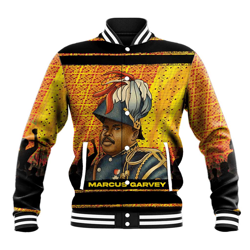 Marcus Garvey Baseball Jacket Yellow African Pattern Design Pan African Flag Civil Rights Movement Tribute - African Pride