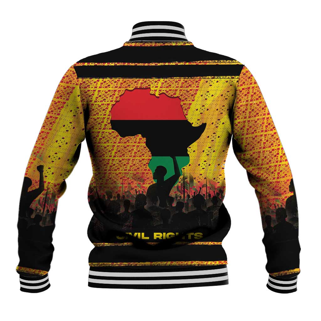 Marcus Garvey Baseball Jacket Yellow African Pattern Design Pan African Flag Civil Rights Movement Tribute - African Pride