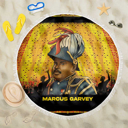 Marcus Garvey Beach Blanket Yellow African Pattern Design Pan African Flag Civil Rights Movement Tribute - African Pride