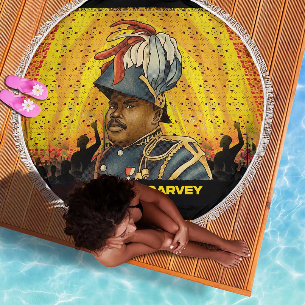 Marcus Garvey Beach Blanket Yellow African Pattern Design Pan African Flag Civil Rights Movement Tribute - African Pride