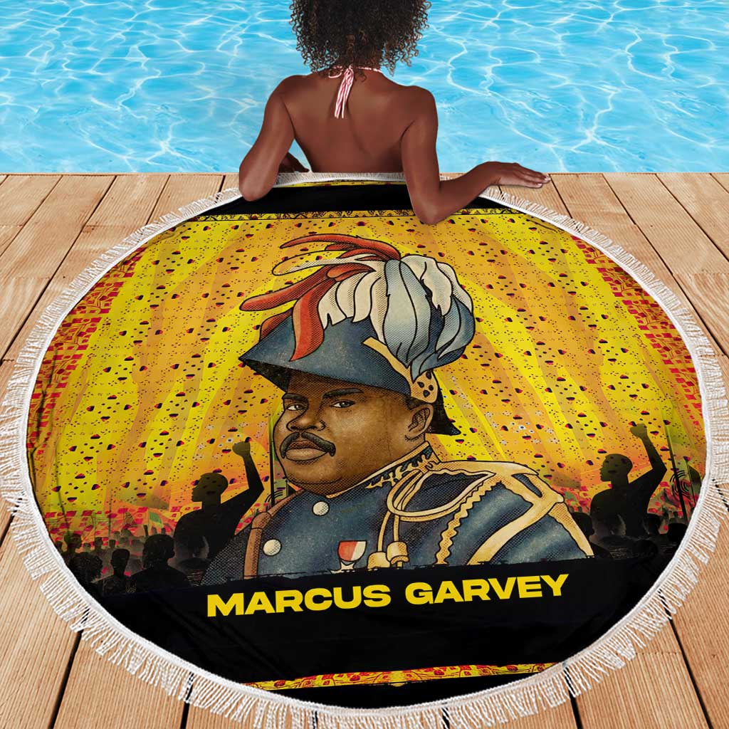 Marcus Garvey Beach Blanket Yellow African Pattern Design Pan African Flag Civil Rights Movement Tribute - African Pride