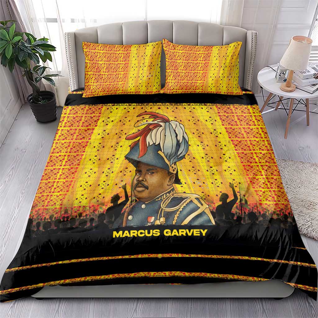 Marcus Garvey Bedding Set Yellow African Pattern Design Pan African Flag Civil Rights Movement Tribute - African Pride