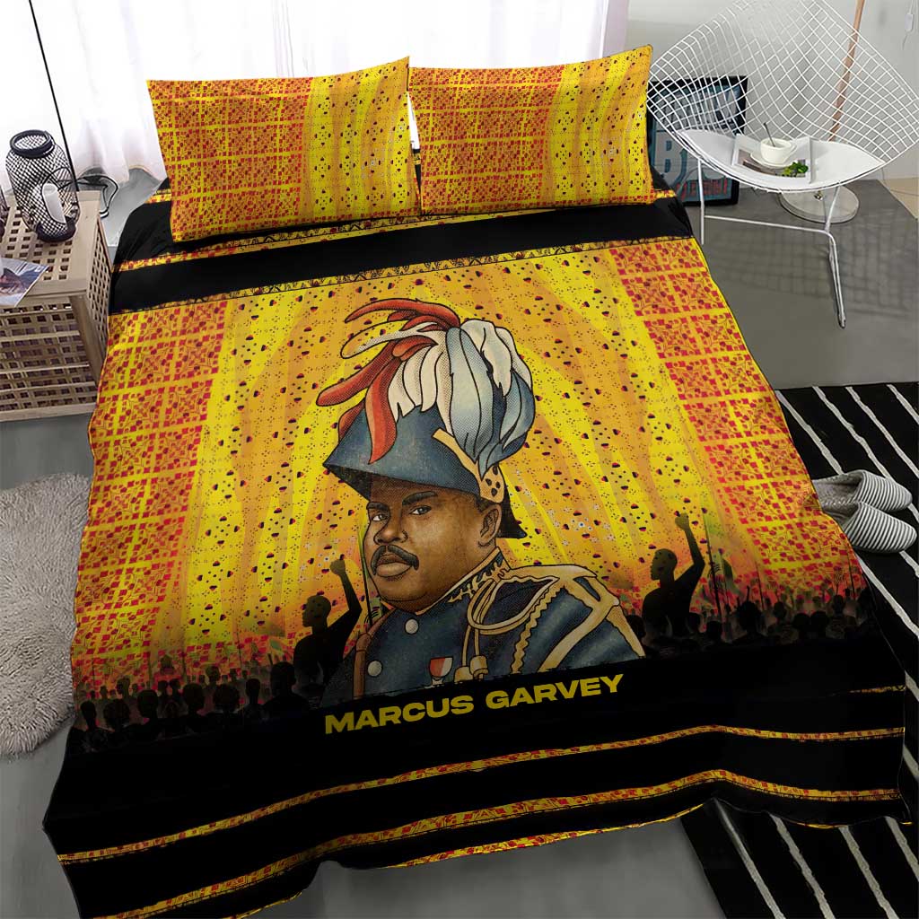 Marcus Garvey Bedding Set Yellow African Pattern Design Pan African Flag Civil Rights Movement Tribute - African Pride