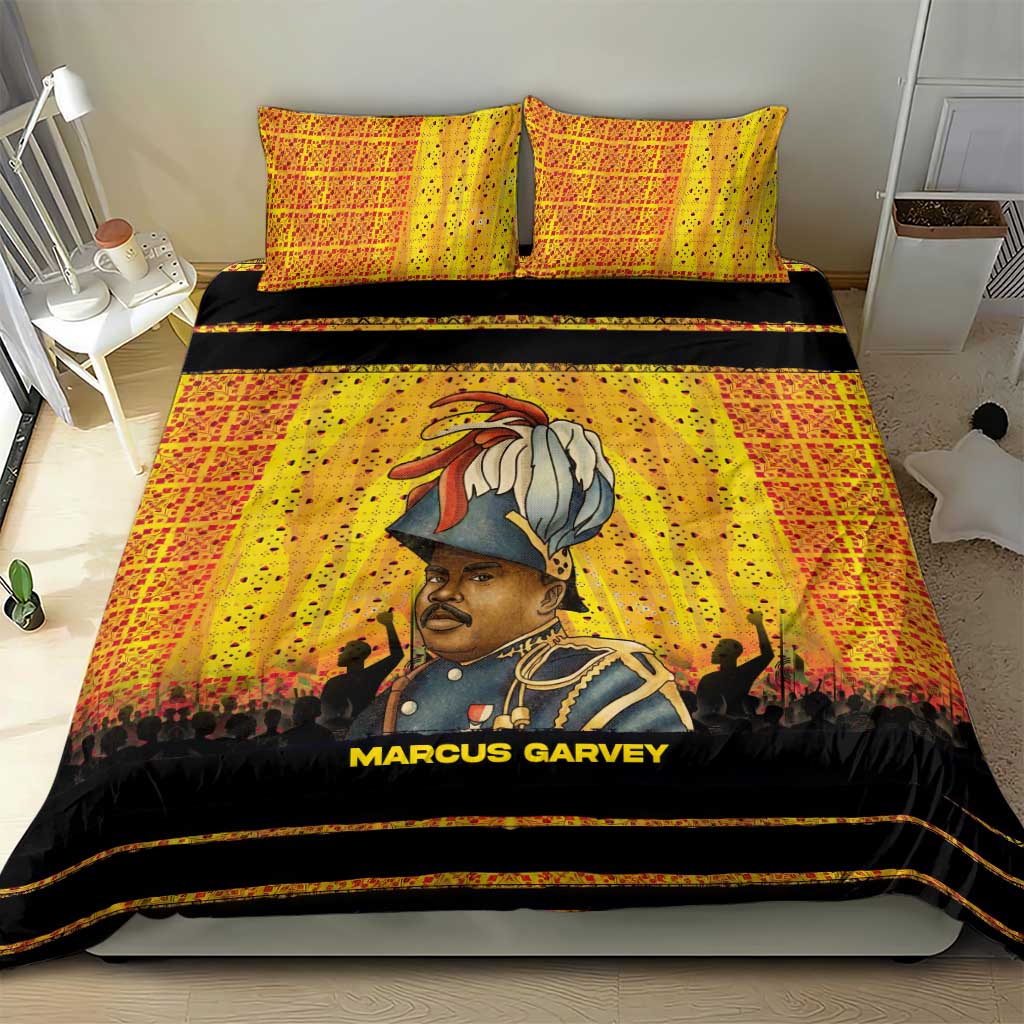 Marcus Garvey Bedding Set Yellow African Pattern Design Pan African Flag Civil Rights Movement Tribute - African Pride