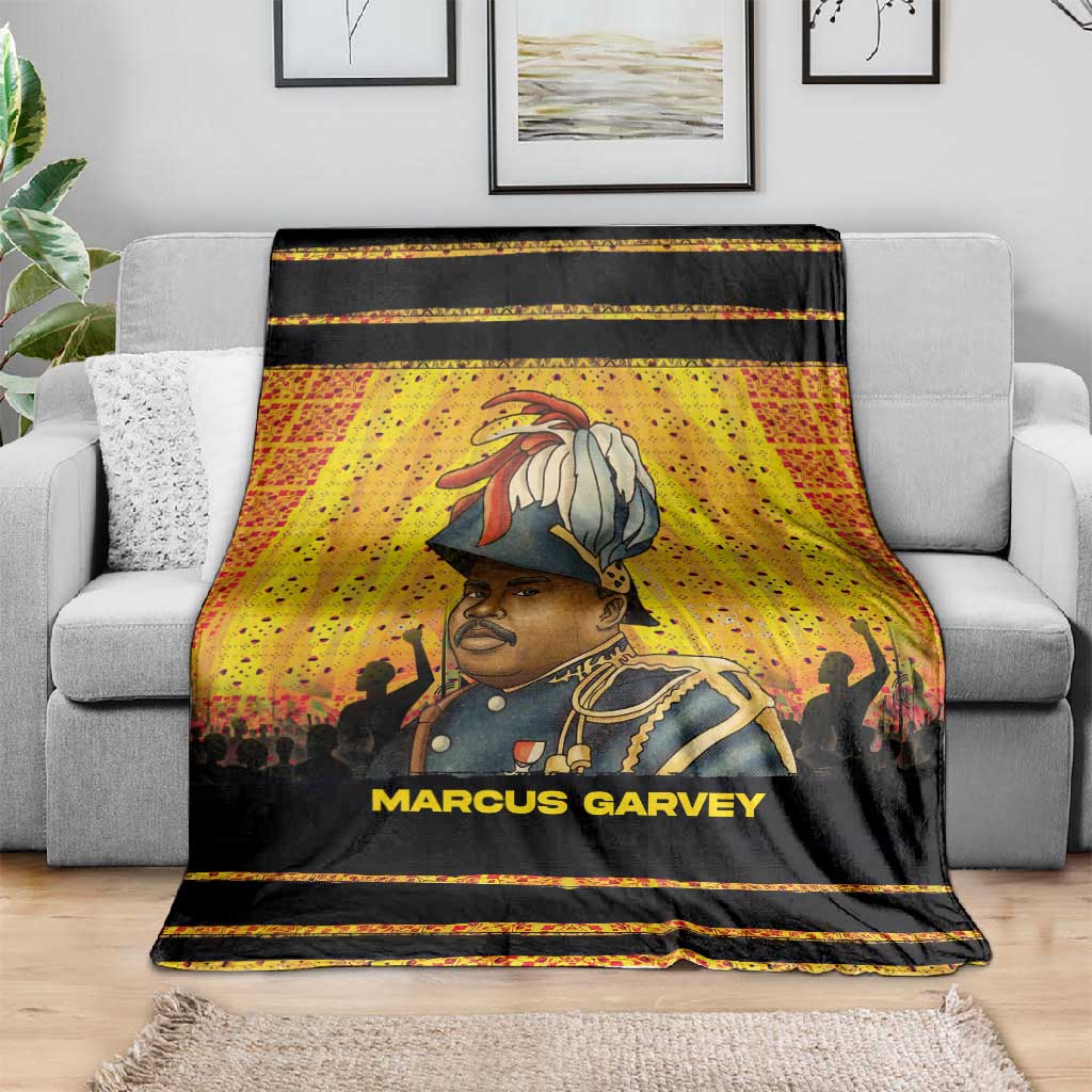 Marcus Garvey Blanket Yellow African Pattern Design Pan African Flag Civil Rights Movement Tribute - African Pride