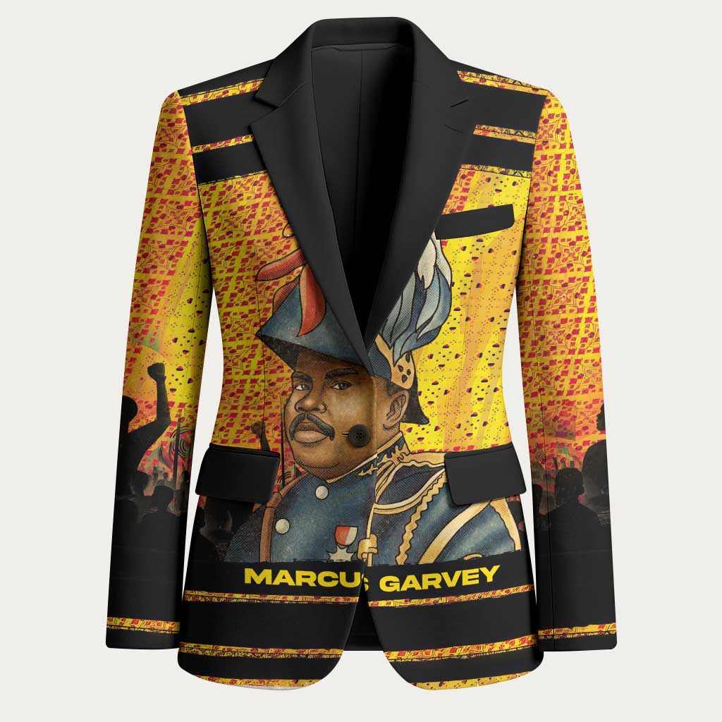 Marcus Garvey Blazer Yellow African Pattern Design Pan African Flag Civil Rights Movement Tribute - African Pride