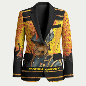 Marcus Garvey Blazer Yellow African Pattern Design Pan African Flag Civil Rights Movement Tribute - African Pride