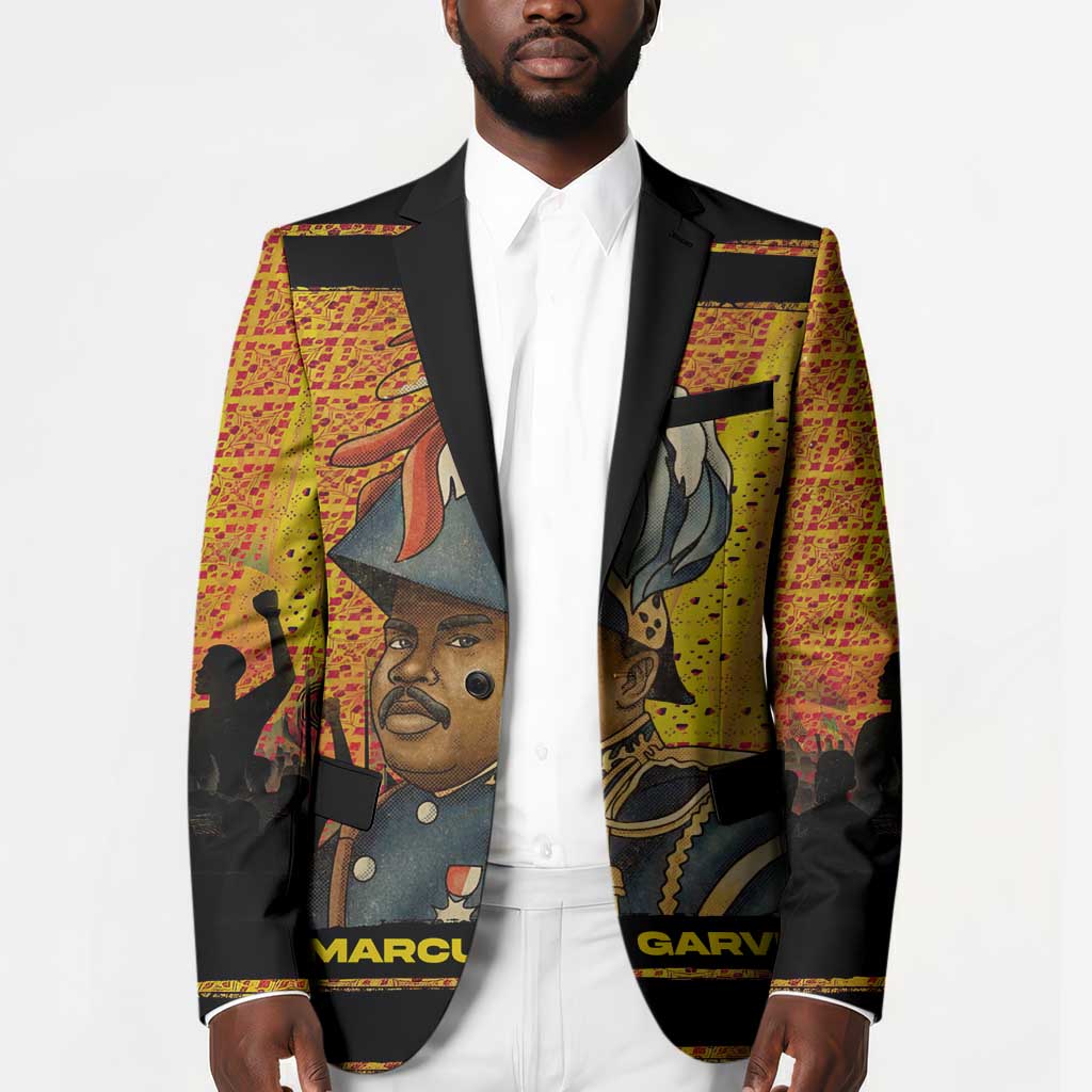 Marcus Garvey Blazer Yellow African Pattern Design Pan African Flag Civil Rights Movement Tribute - African Pride