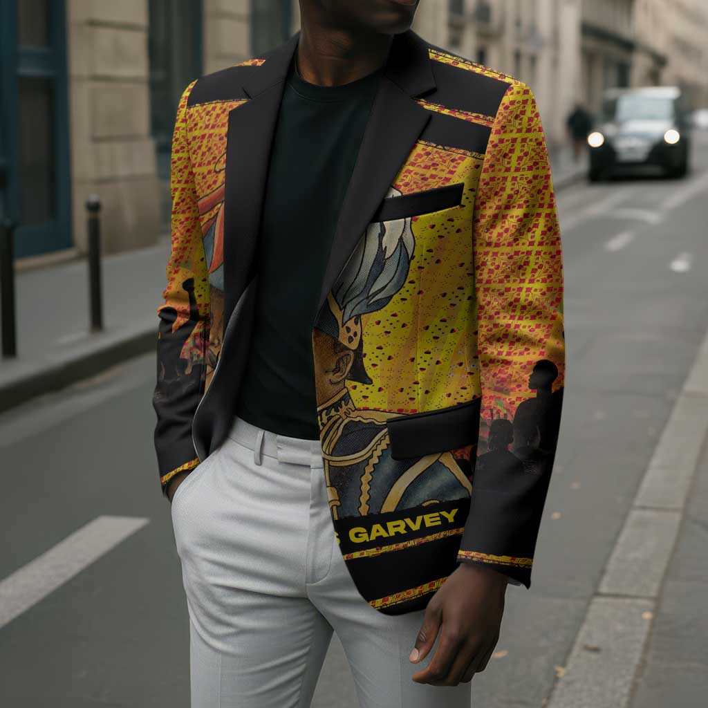 Marcus Garvey Blazer Yellow African Pattern Design Pan African Flag Civil Rights Movement Tribute - African Pride