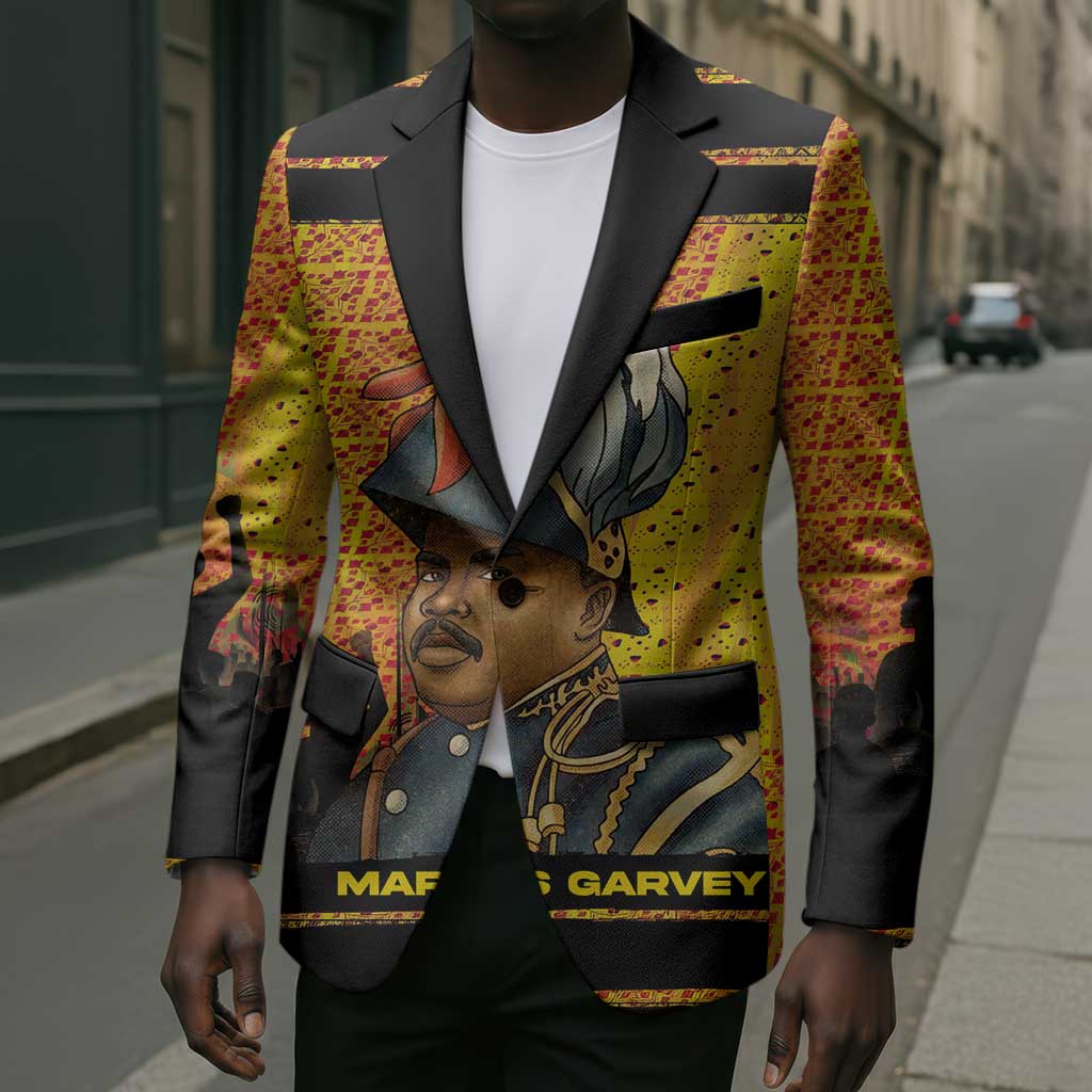 Marcus Garvey Blazer Yellow African Pattern Design Pan African Flag Civil Rights Movement Tribute - African Pride