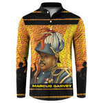 Marcus Garvey Button Sweatshirt Yellow African Pattern Design Pan African Flag Civil Rights Movement Tribute