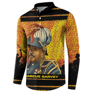 Marcus Garvey Button Sweatshirt Yellow African Pattern Design Pan African Flag Civil Rights Movement Tribute