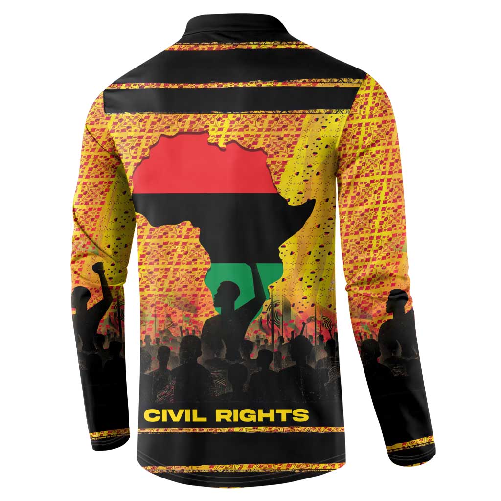 Marcus Garvey Button Sweatshirt Yellow African Pattern Design Pan African Flag Civil Rights Movement Tribute