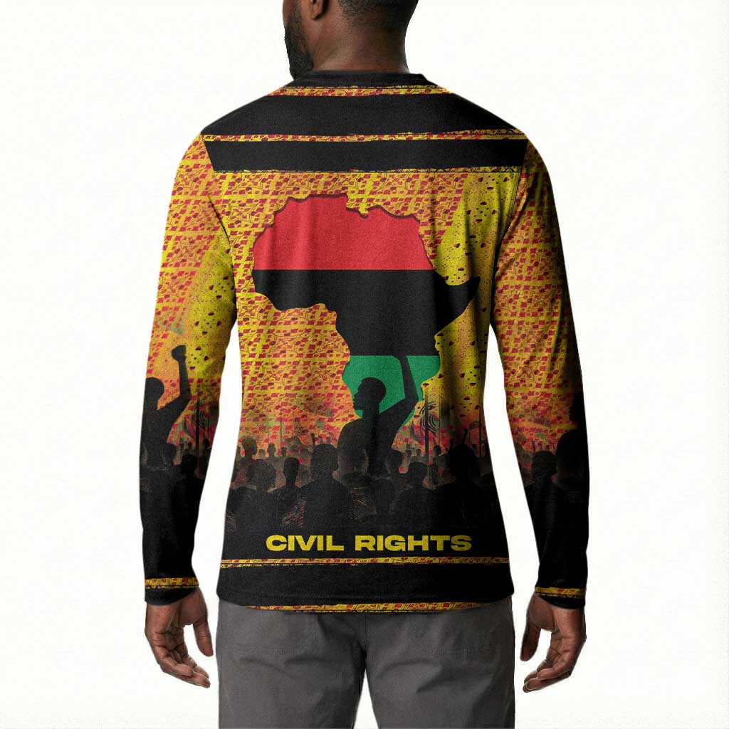 Marcus Garvey Button Sweatshirt Yellow African Pattern Design Pan African Flag Civil Rights Movement Tribute
