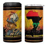 Marcus Garvey 4 in 1 Can Cooler Tumbler Yellow African Pattern Design Pan African Flag Civil Rights Movement Tribute - African Pride