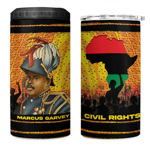Marcus Garvey 4 in 1 Can Cooler Tumbler Yellow African Pattern Design Pan African Flag Civil Rights Movement Tribute - African Pride