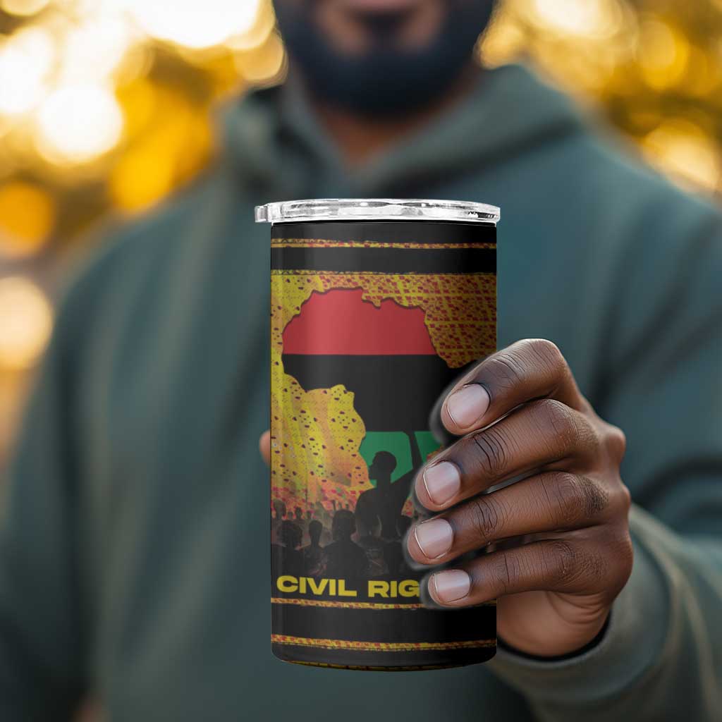 Marcus Garvey 4 in 1 Can Cooler Tumbler Yellow African Pattern Design Pan African Flag Civil Rights Movement Tribute - African Pride