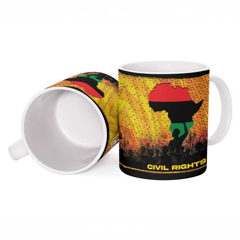 Marcus Garvey Ceramic Mug Yellow African Pattern Design Pan African Flag Civil Rights Movement Tribute - African Pride