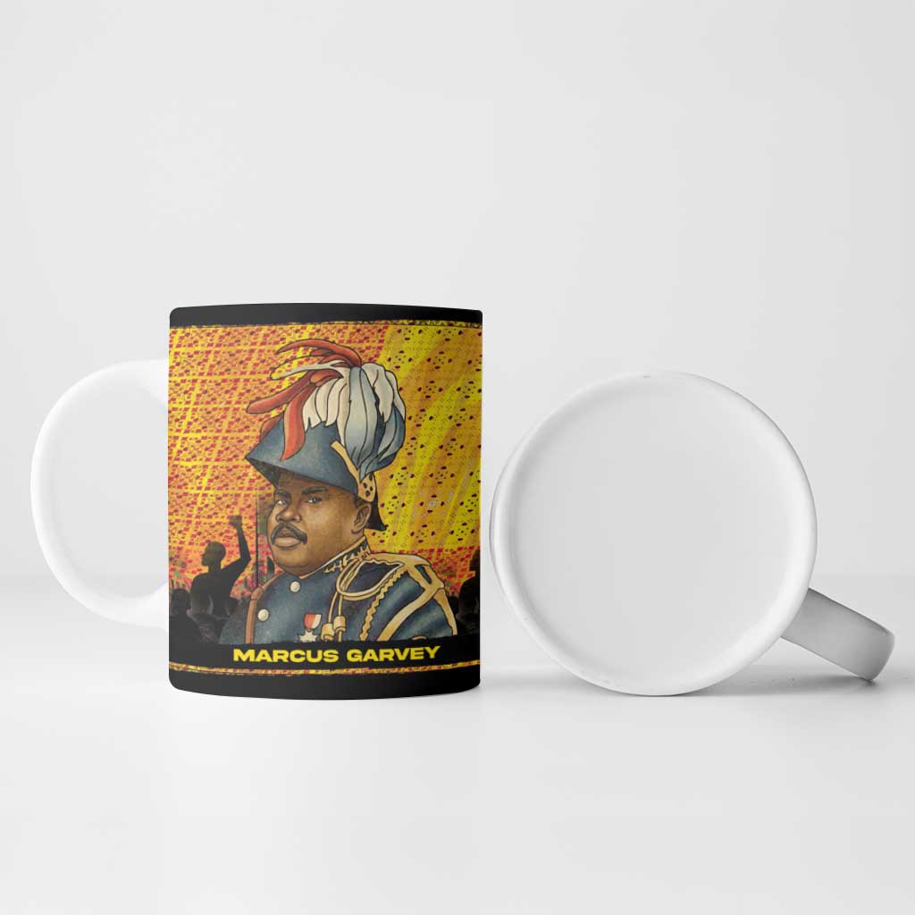 Marcus Garvey Ceramic Mug Yellow African Pattern Design Pan African Flag Civil Rights Movement Tribute - African Pride