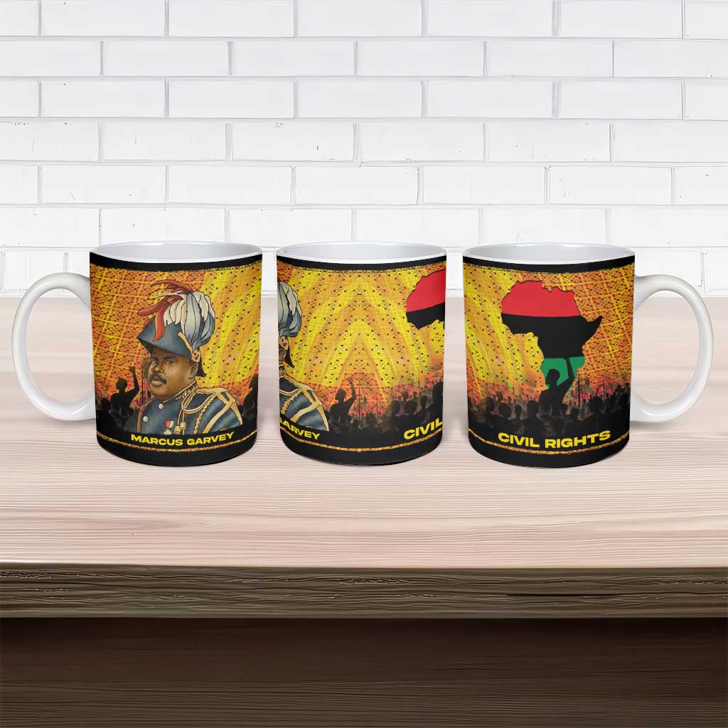 Marcus Garvey Ceramic Mug Yellow African Pattern Design Pan African Flag Civil Rights Movement Tribute - African Pride
