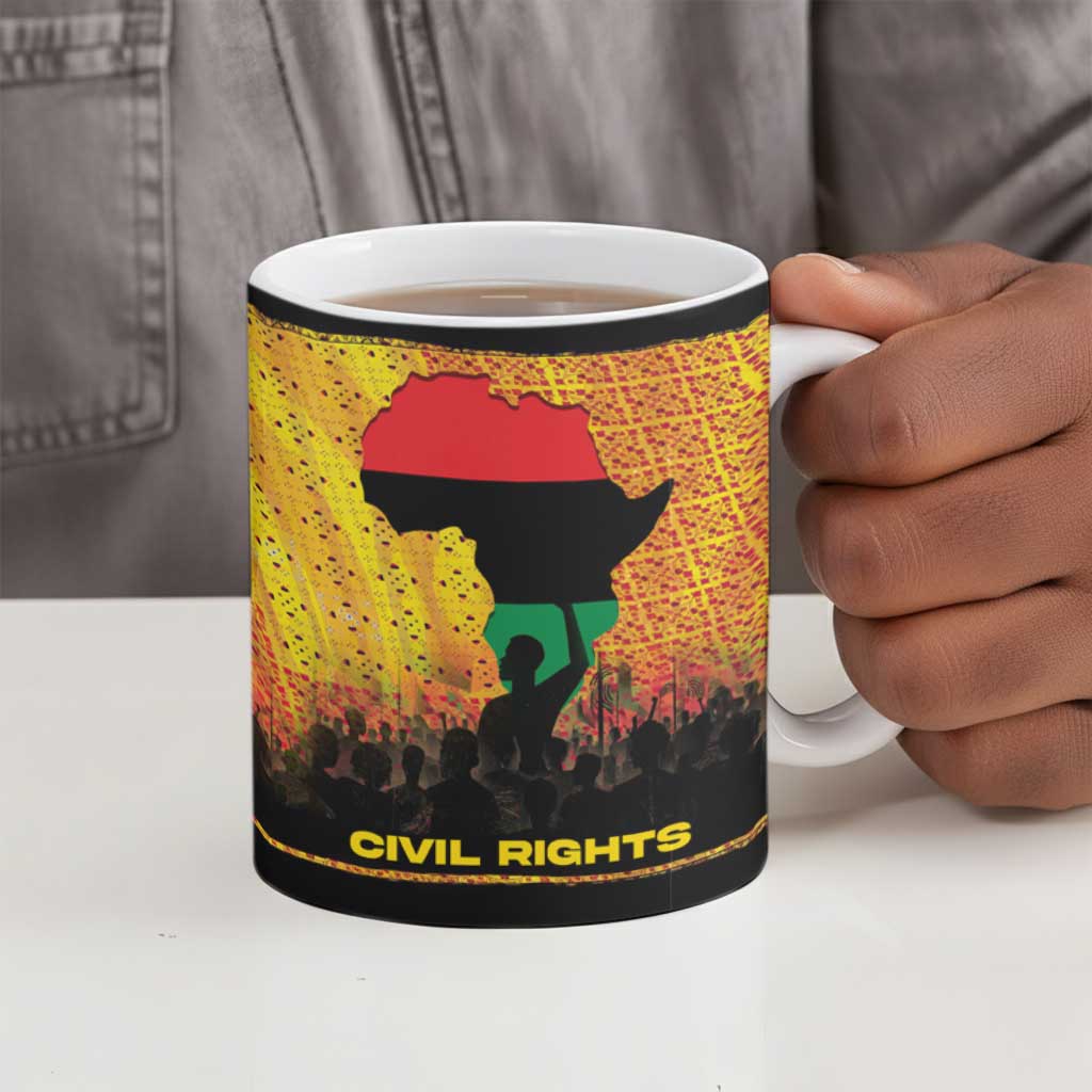 Marcus Garvey Ceramic Mug Yellow African Pattern Design Pan African Flag Civil Rights Movement Tribute - African Pride