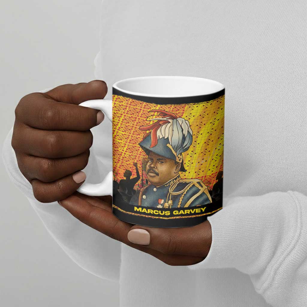 Marcus Garvey Ceramic Mug Yellow African Pattern Design Pan African Flag Civil Rights Movement Tribute - African Pride