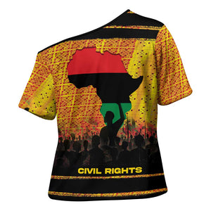 Marcus Garvey Cross Shoulder Shirt Yellow African Pattern Design Pan African Flag Civil Rights Movement Tribute - African Pride