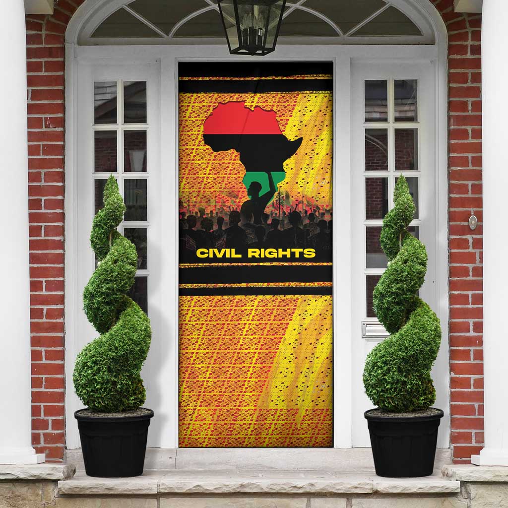 Marcus Garvey Door Cover Yellow African Pattern Design Pan African Flag Civil Rights Movement Tribute - African Pride