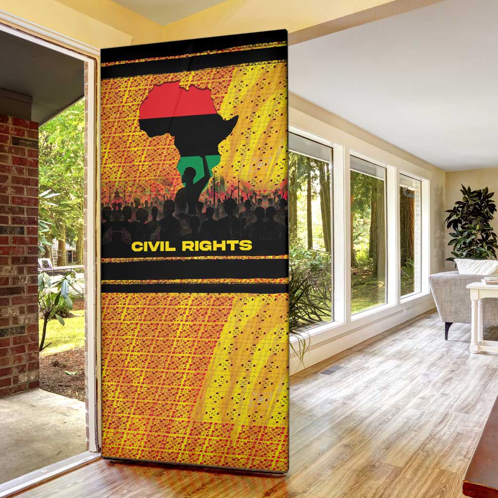 Marcus Garvey Door Cover Yellow African Pattern Design Pan African Flag Civil Rights Movement Tribute - African Pride