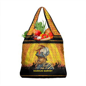 Marcus Garvey Grocery Bag Yellow African Pattern Design Pan African Flag Civil Rights Movement Tribute - African Pride