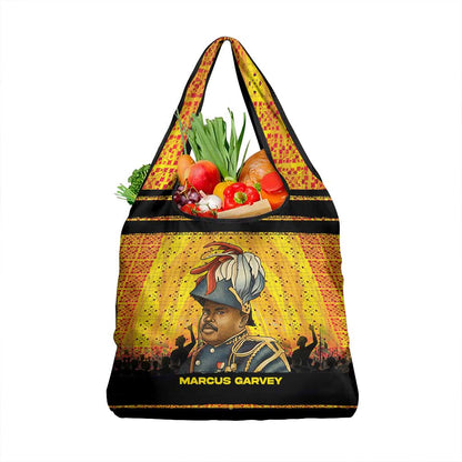 Marcus Garvey Grocery Bag Yellow African Pattern Design Pan African Flag Civil Rights Movement Tribute - African Pride