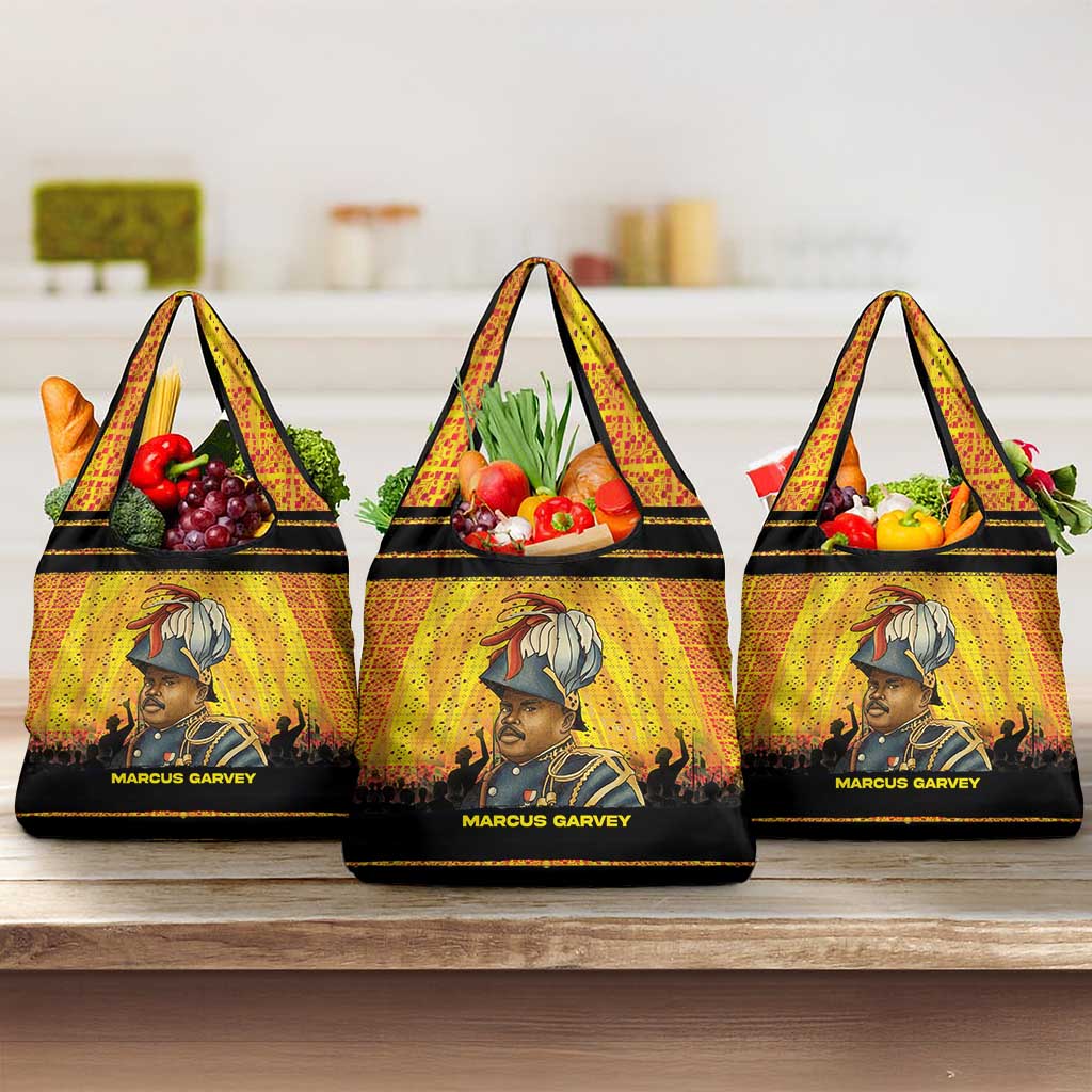 Marcus Garvey Grocery Bag Yellow African Pattern Design Pan African Flag Civil Rights Movement Tribute - African Pride