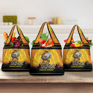 Marcus Garvey Grocery Bag Yellow African Pattern Design Pan African Flag Civil Rights Movement Tribute - African Pride