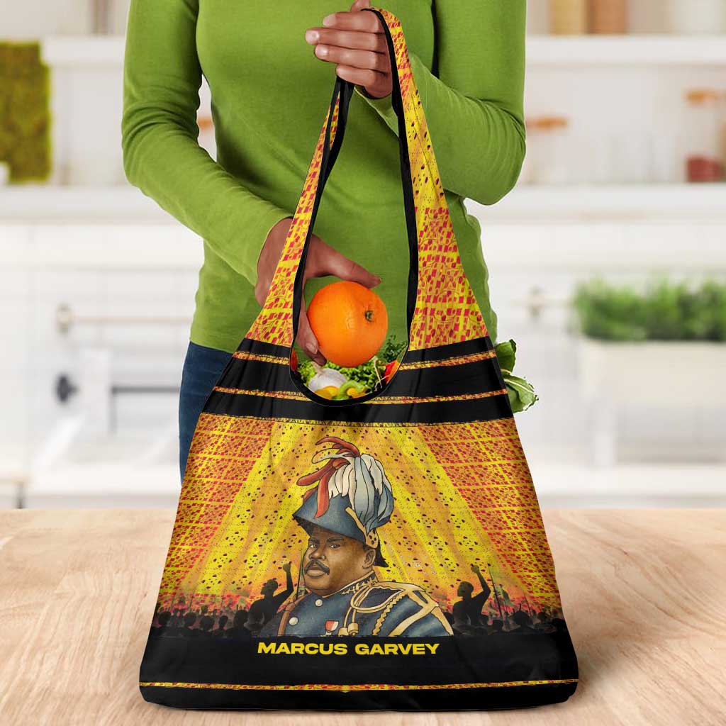 Marcus Garvey Grocery Bag Yellow African Pattern Design Pan African Flag Civil Rights Movement Tribute - African Pride