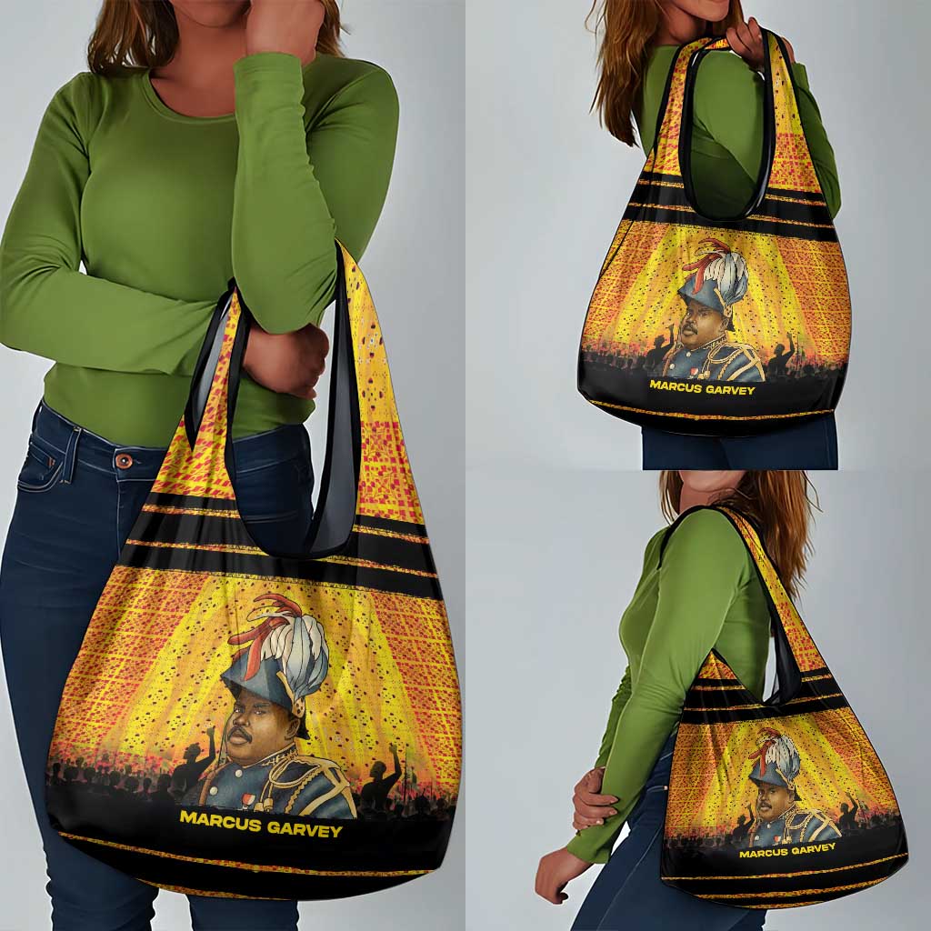 Marcus Garvey Grocery Bag Yellow African Pattern Design Pan African Flag Civil Rights Movement Tribute - African Pride