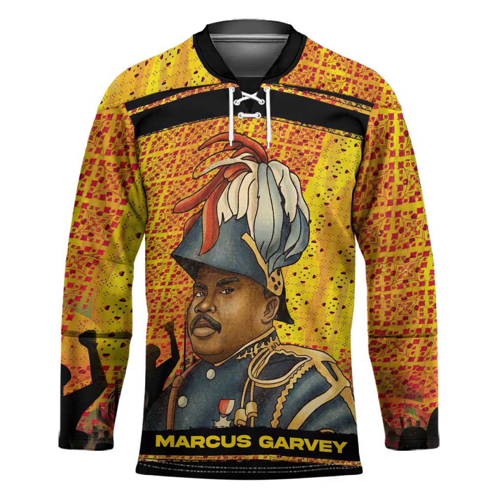 Marcus Garvey Hockey Jersey Yellow African Pattern Design Pan African Flag Civil Rights Movement Tribute - African Pride