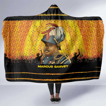 Marcus Garvey Hooded Blanket Yellow African Pattern Design Pan African Flag Civil Rights Movement Tribute - African Pride