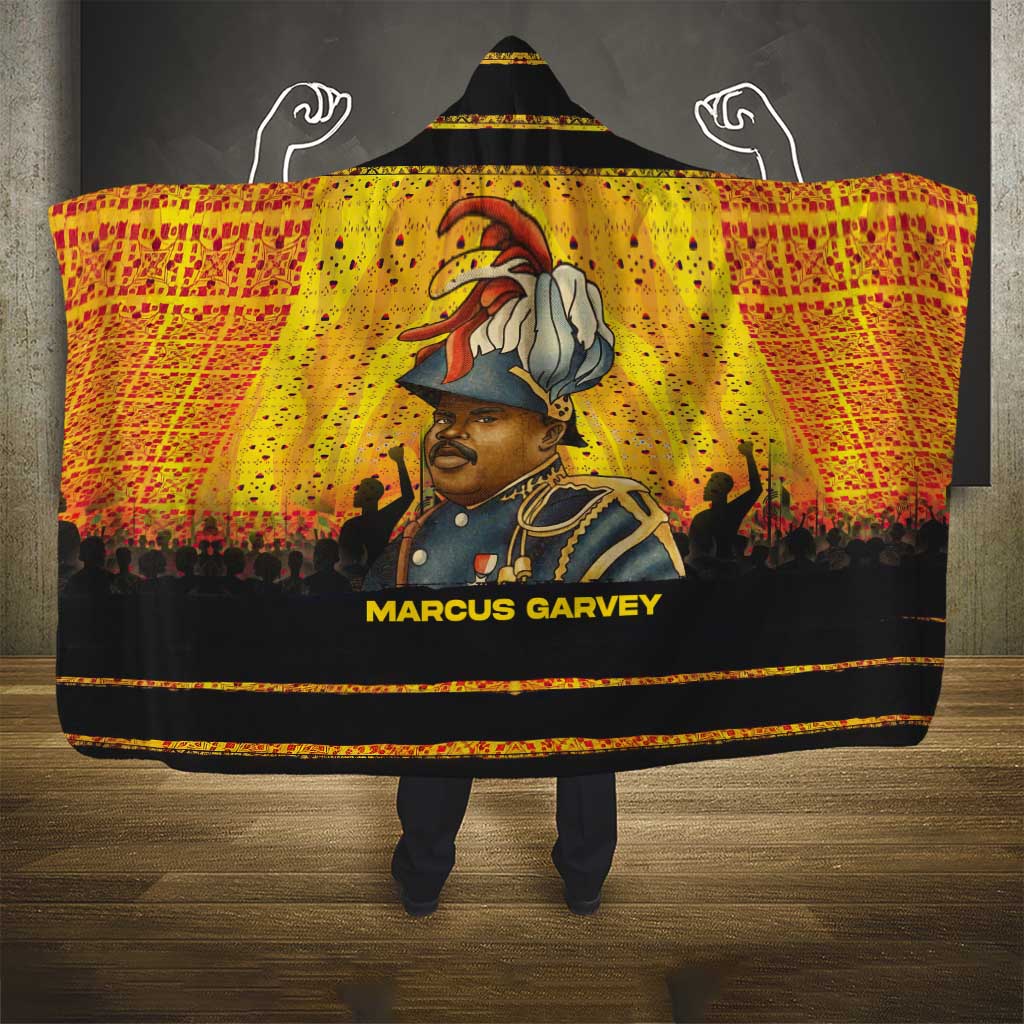Marcus Garvey Hooded Blanket Yellow African Pattern Design Pan African Flag Civil Rights Movement Tribute - African Pride