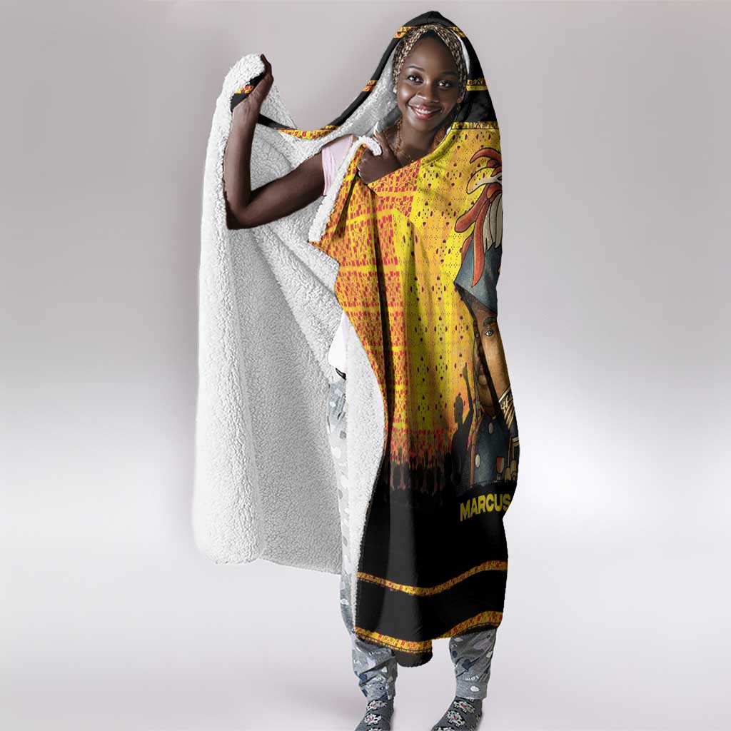 Marcus Garvey Hooded Blanket Yellow African Pattern Design Pan African Flag Civil Rights Movement Tribute - African Pride