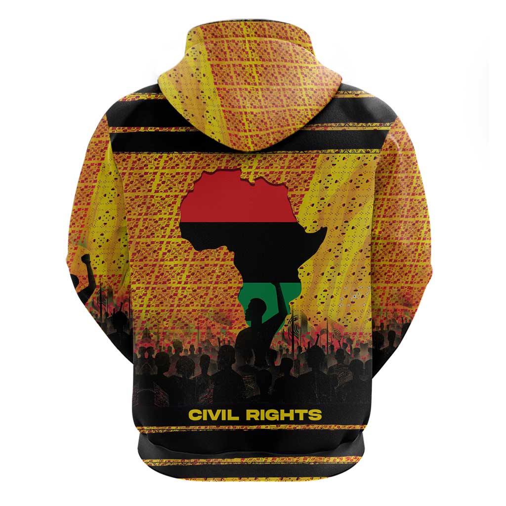 Marcus Garvey Hoodie Yellow African Pattern Design Pan African Flag Civil Rights Movement Tribute - African Pride