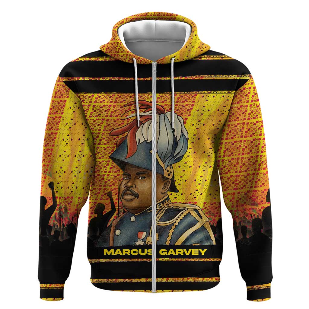 Marcus Garvey Hoodie Yellow African Pattern Design Pan African Flag Civil Rights Movement Tribute - African Pride