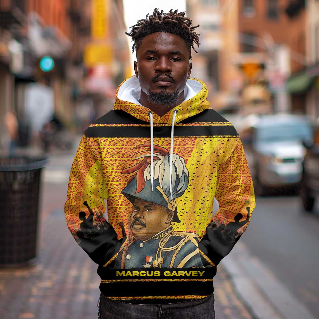 Marcus Garvey Hoodie Yellow African Pattern Design Pan African Flag Civil Rights Movement Tribute - African Pride
