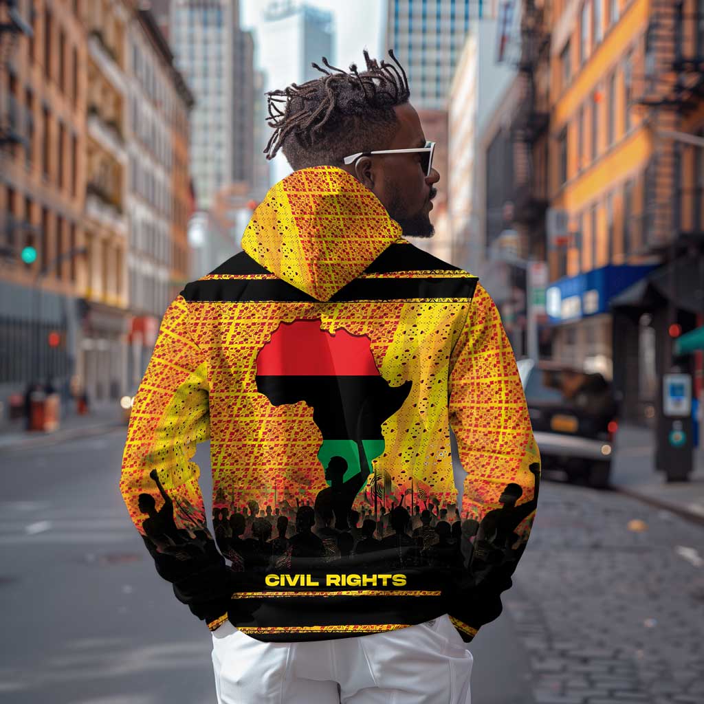 Marcus Garvey Hoodie Yellow African Pattern Design Pan African Flag Civil Rights Movement Tribute - African Pride