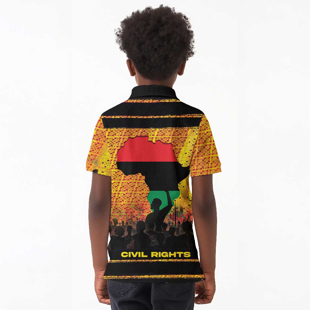Marcus Garvey Kid Polo Shirt Yellow African Pattern Design Pan African Flag Civil Rights Movement Tribute TS04
